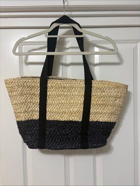 Vineyard vines straw tote two-tone